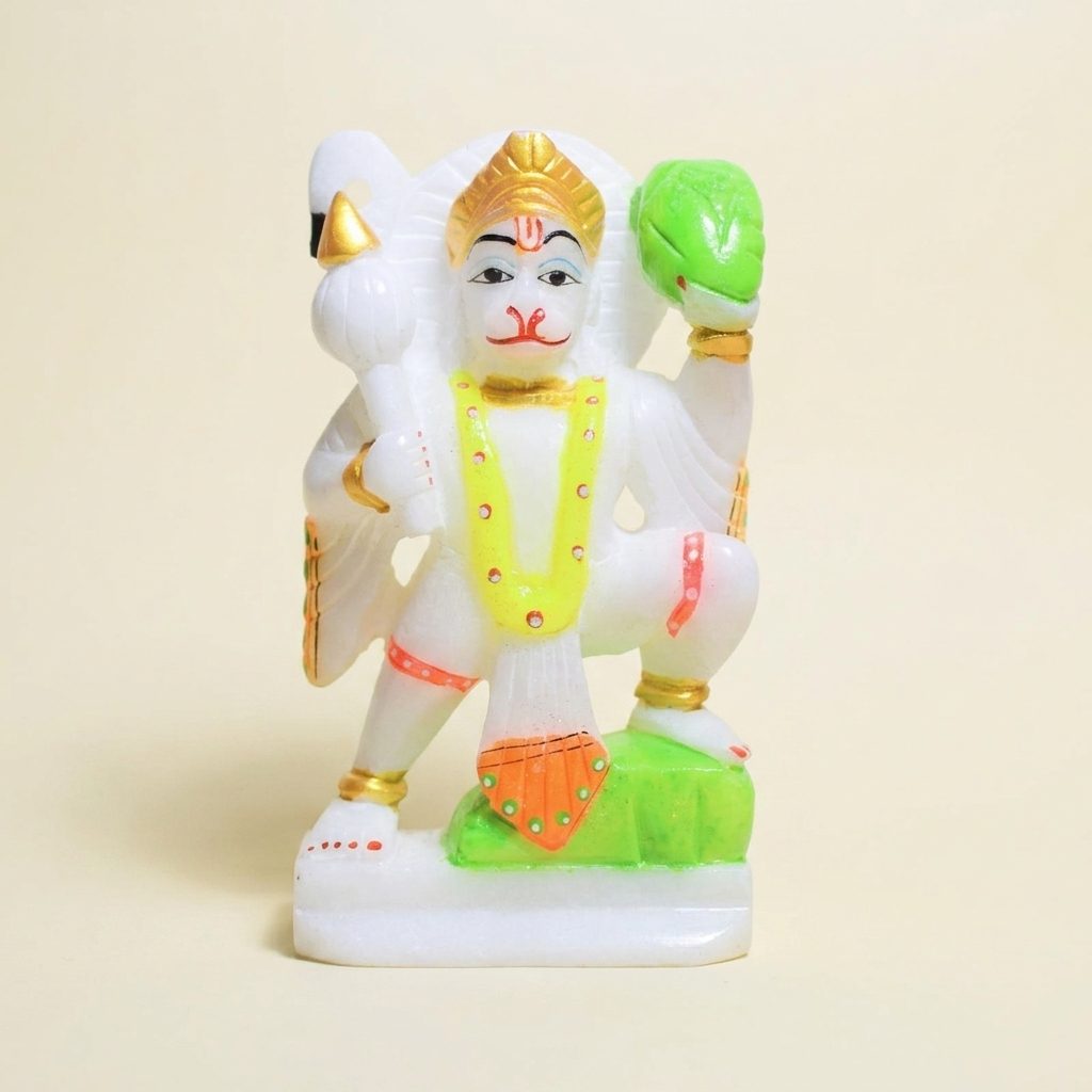 Lord Hanuman, White Marble Statue — 6 Inches