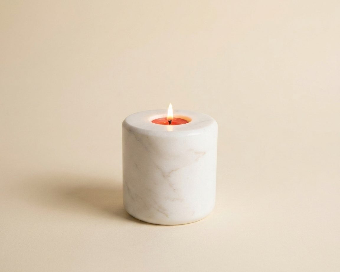Marble Candle Holder (Statuario) — 2 Inches
