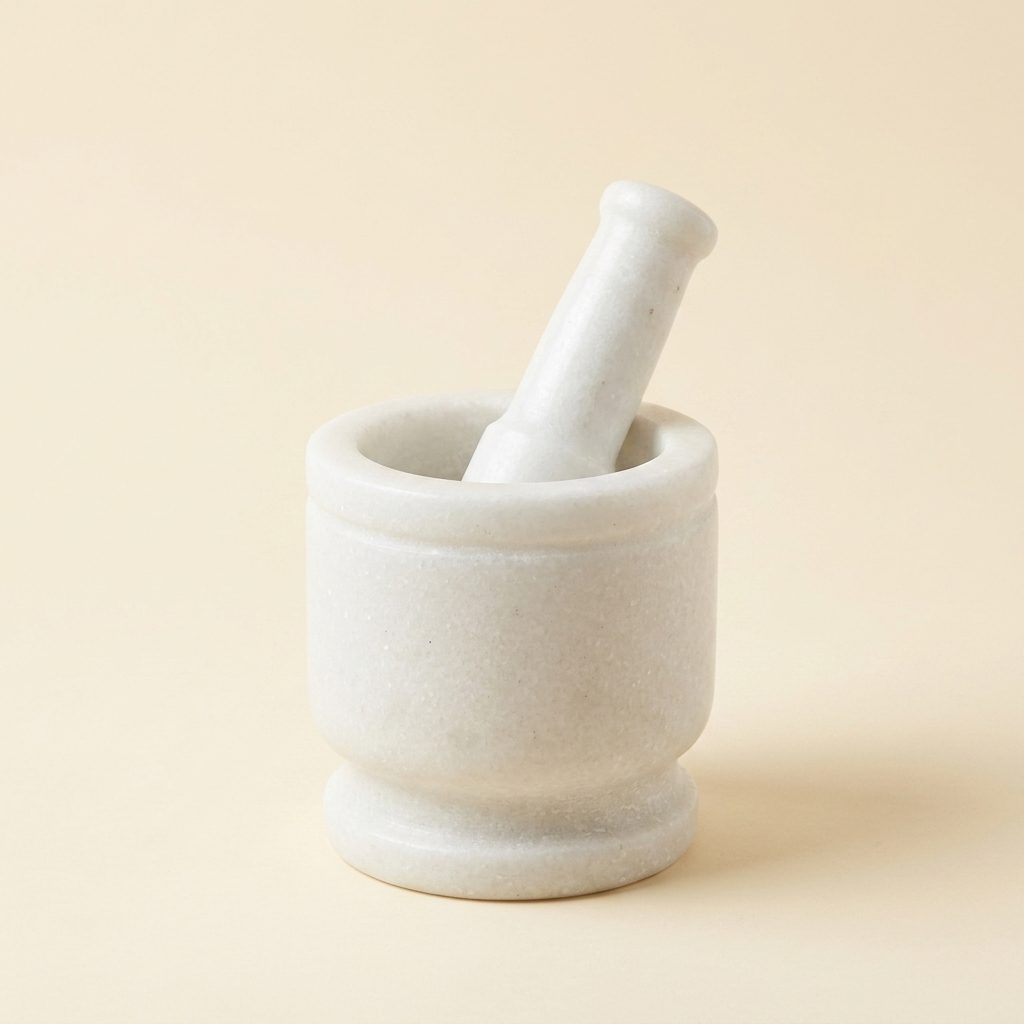 Mortar and Pestle, Imam Dasta White Marble — 4 Inches