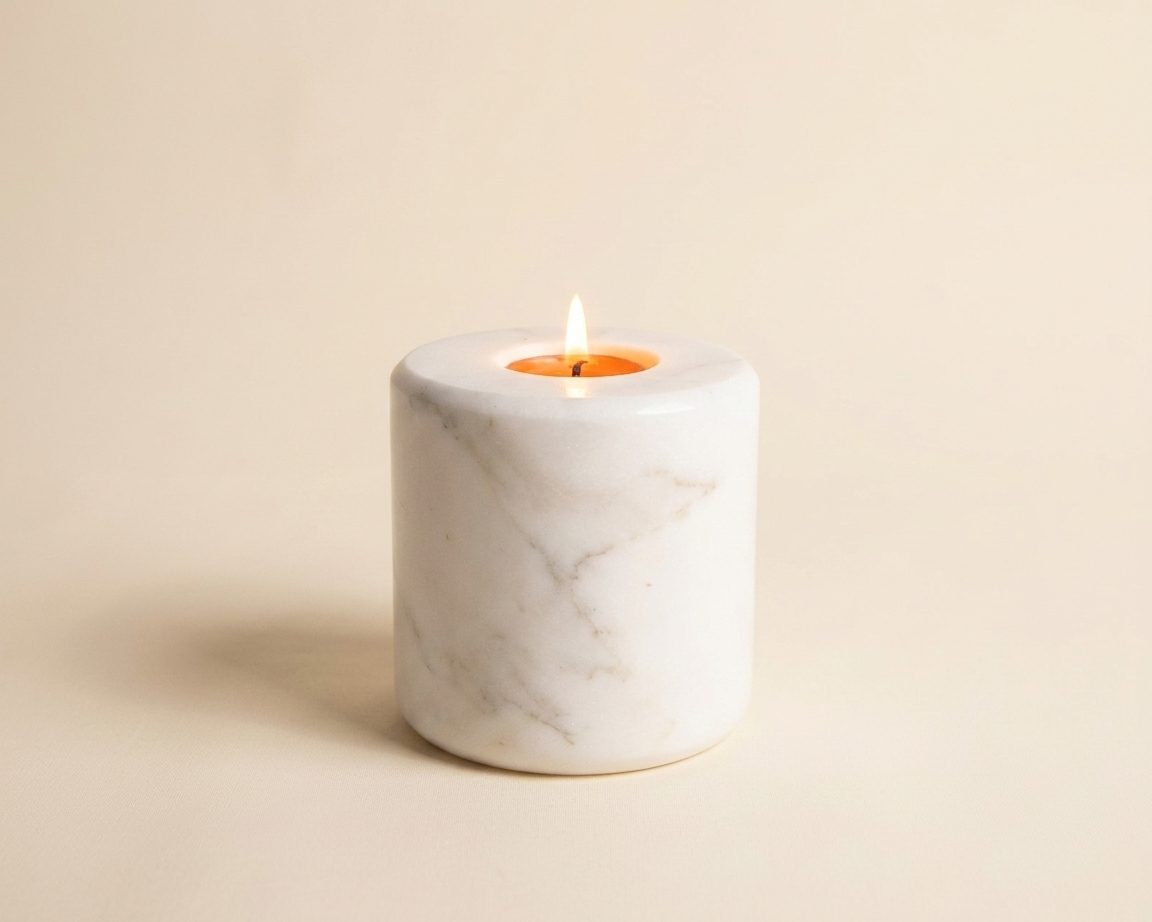 Marble Candle Holder (Statuario) — 4 Inches