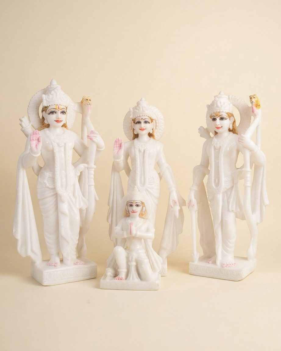 Ram Darbar, 16 Inch, White Marble Statue