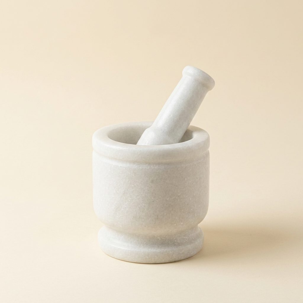 Mortar and Pestle, Imam Dasta White Marble — 5 Inches