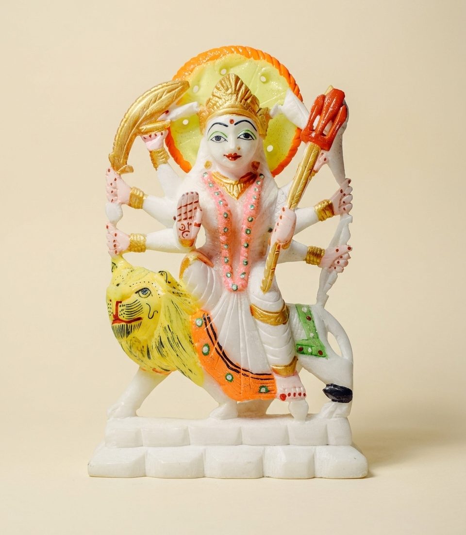 Marble Durga Murti — 6 Inches