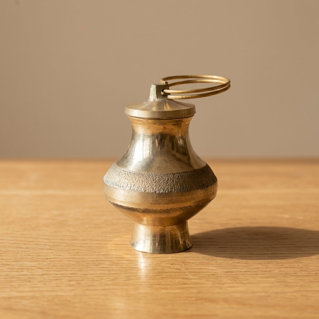 Small Brass Lidded Kalash With Handle